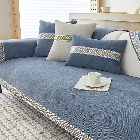 Blue chenille sofa covers