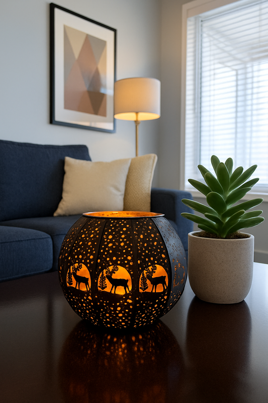 Etched Brass Lamp- Black and Golden