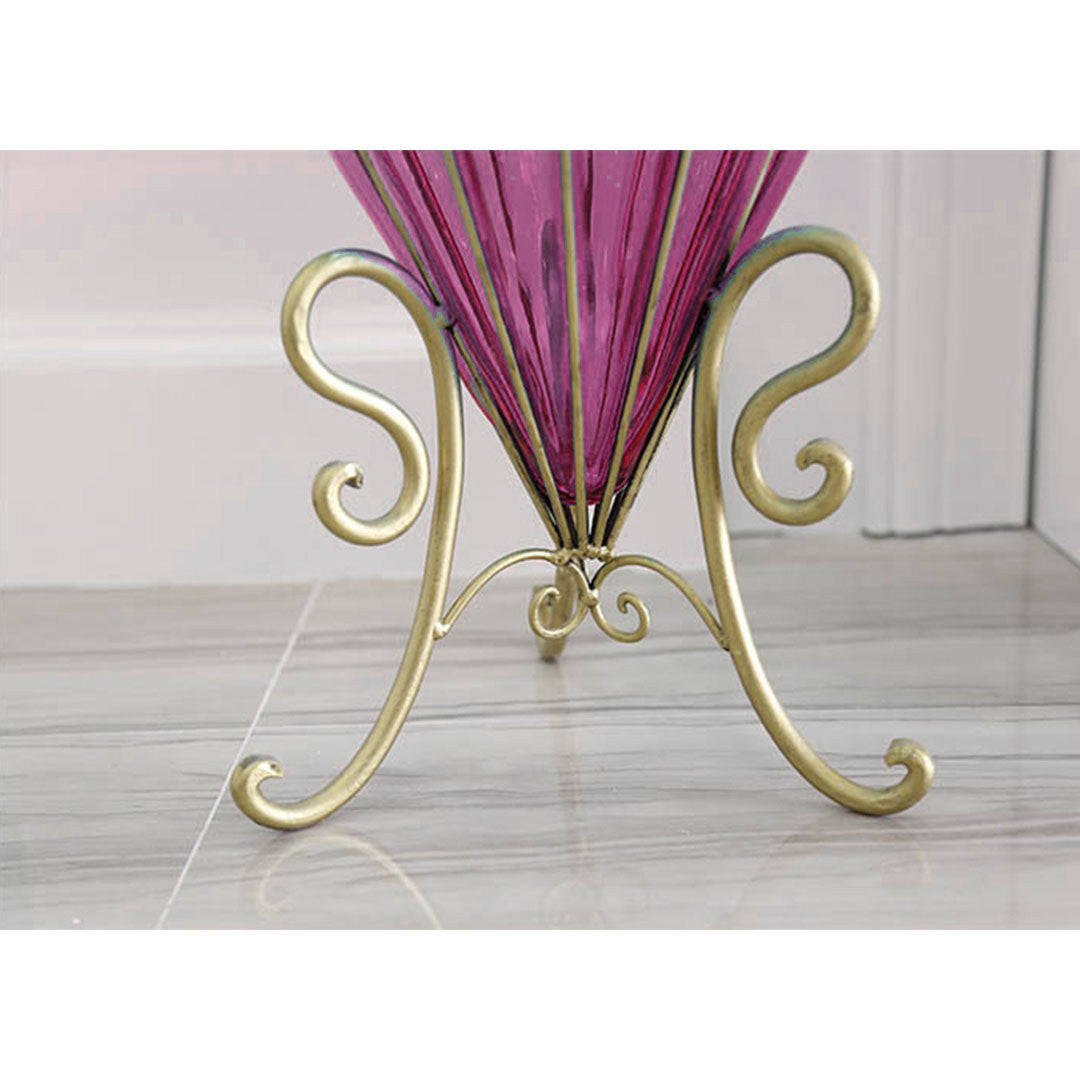 AzureBloom Purple Glass Vase with White Floral Set