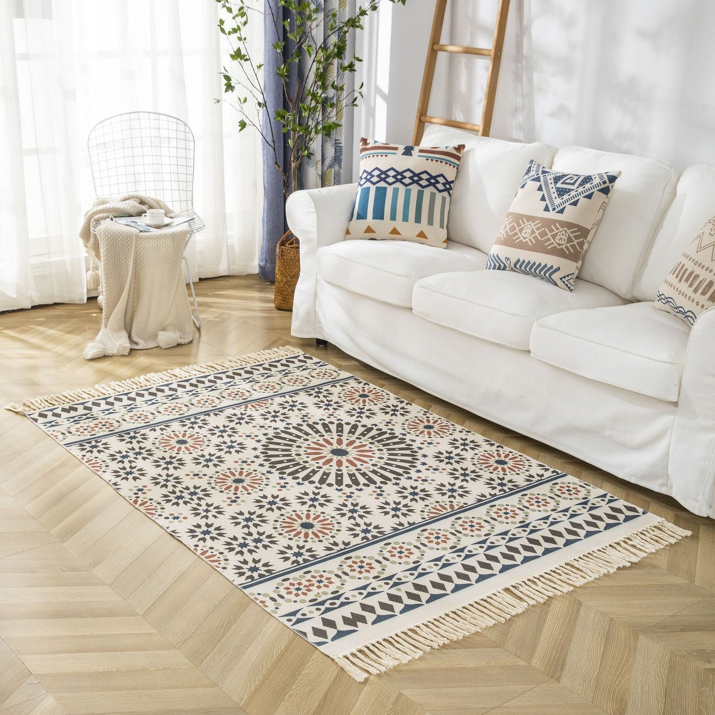 Vintage Clan Style Cotton and Linen Tassel Mat