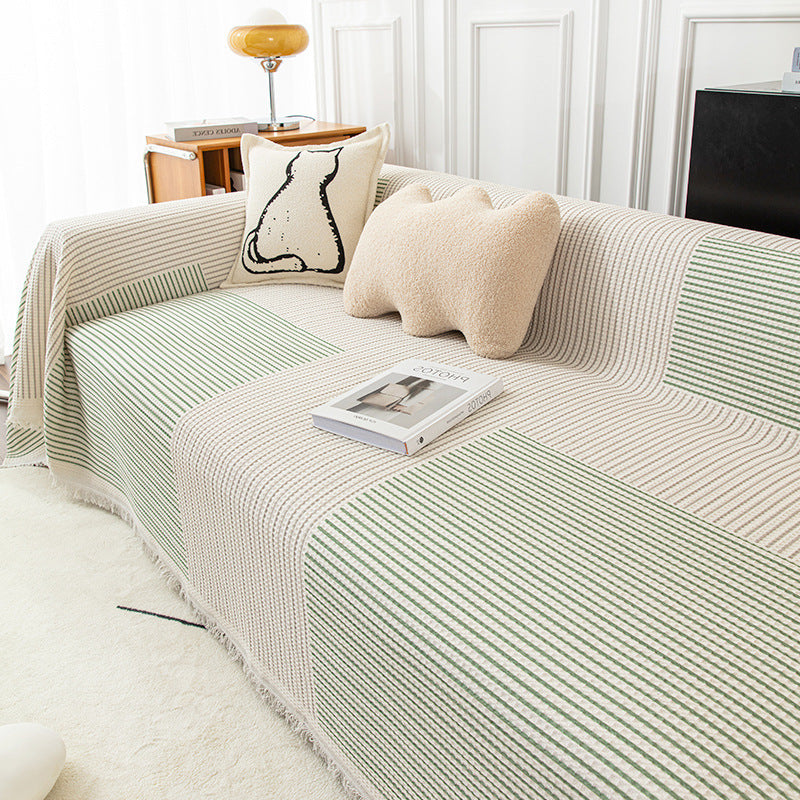 StriGuard – Striped Cotton Sofa Towel & Scratch Protector