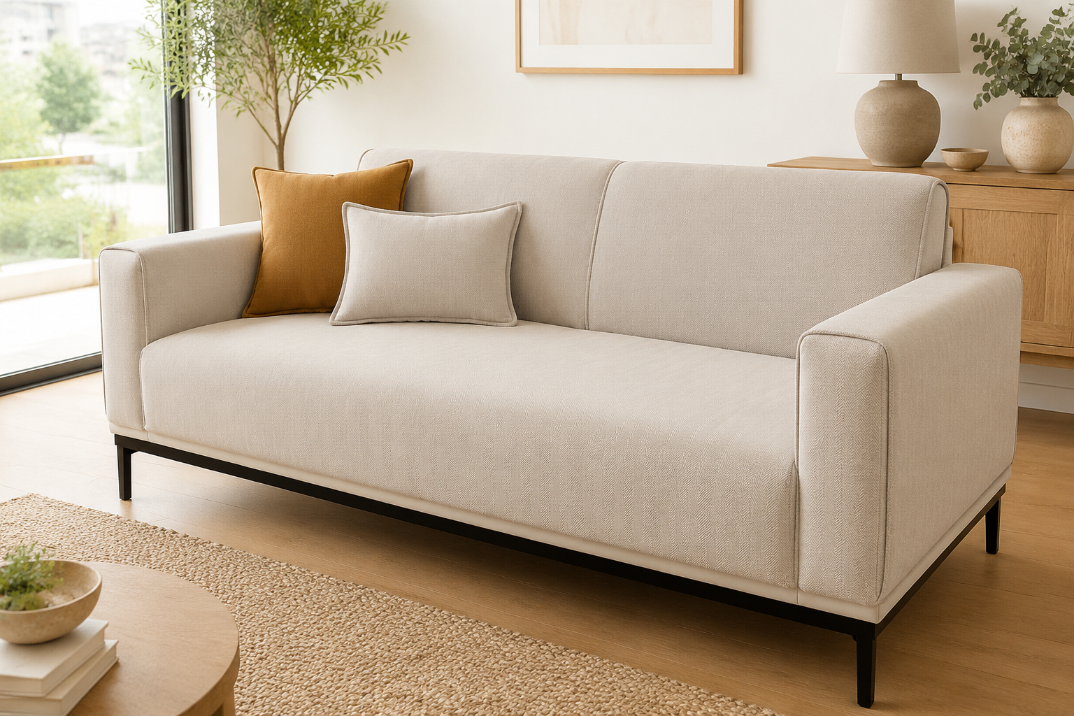 Chenille Light Luxury cover on a two-seater sofa in an Australian living room