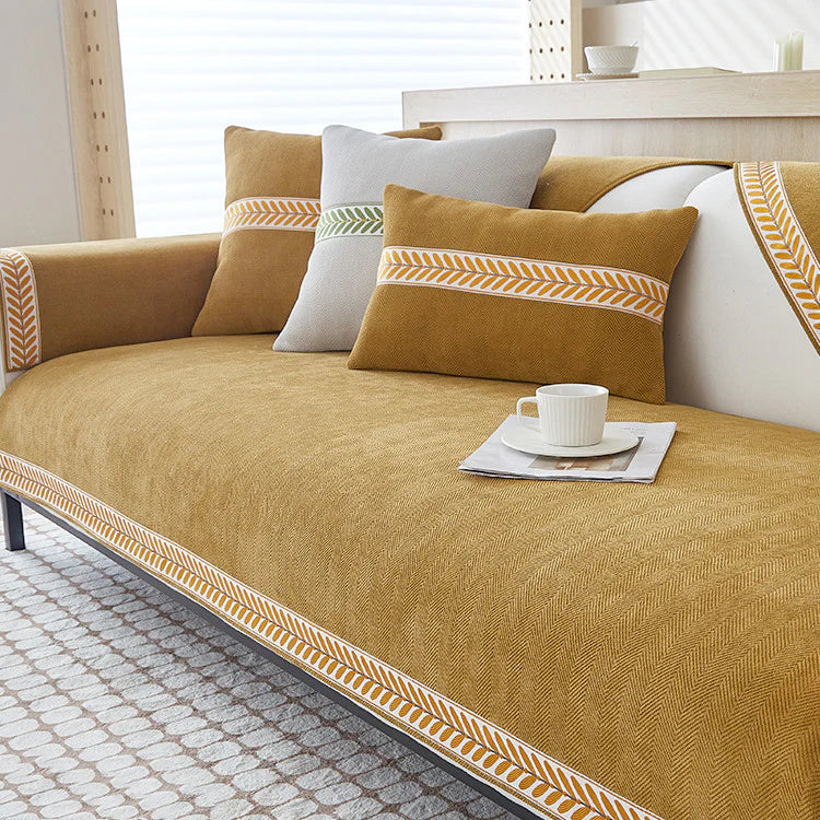Mustard yellow Chenille sofa cover