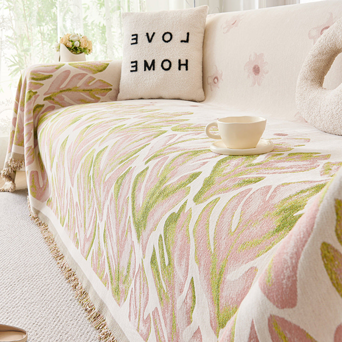 Sofa cover with floral patters
