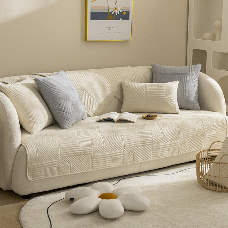 Milky white sofa cover- Chenille