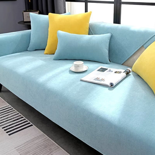 Sky Blue Chenille Sofa Cover