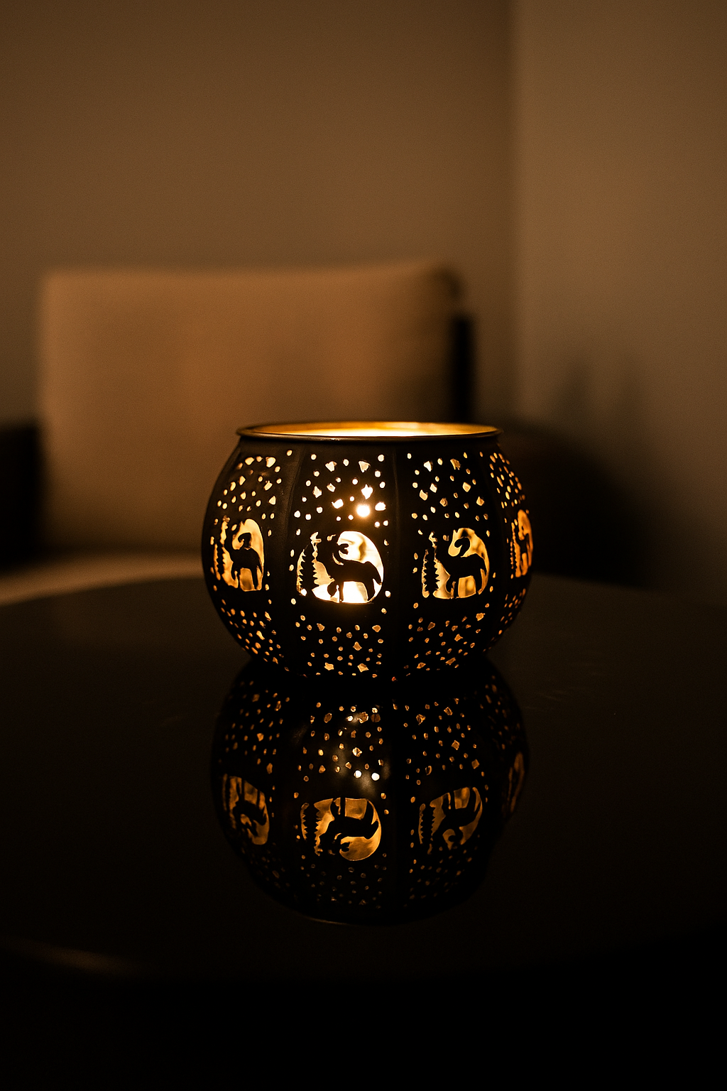 Etched Brass Lamp- candle holder