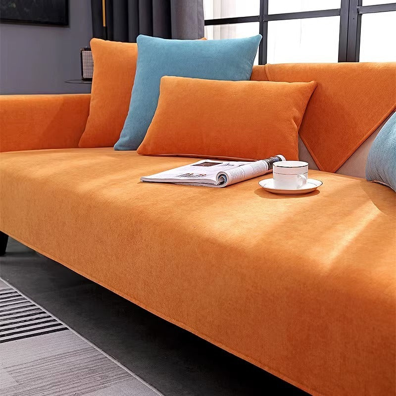 Orange Chenille Sofa Cover