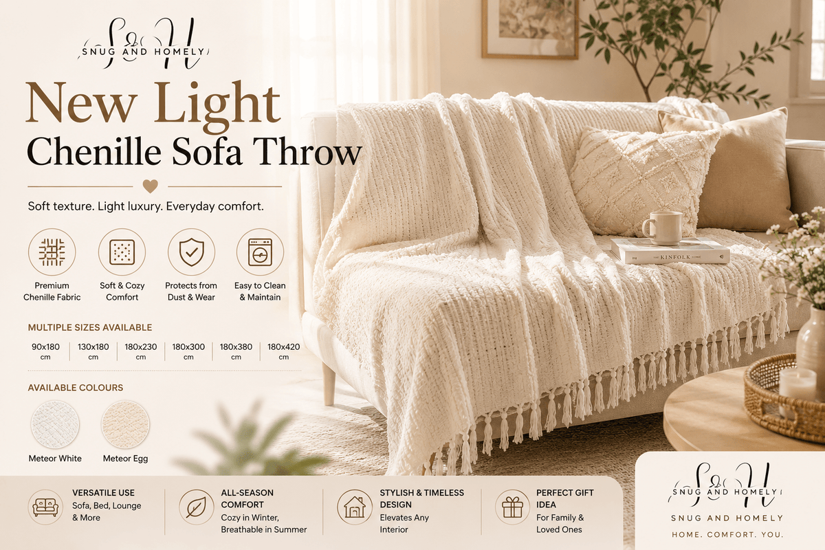 Add Effortless Luxury to Your Home with the New Light Chenille Sofa Throw - Snug & Homely