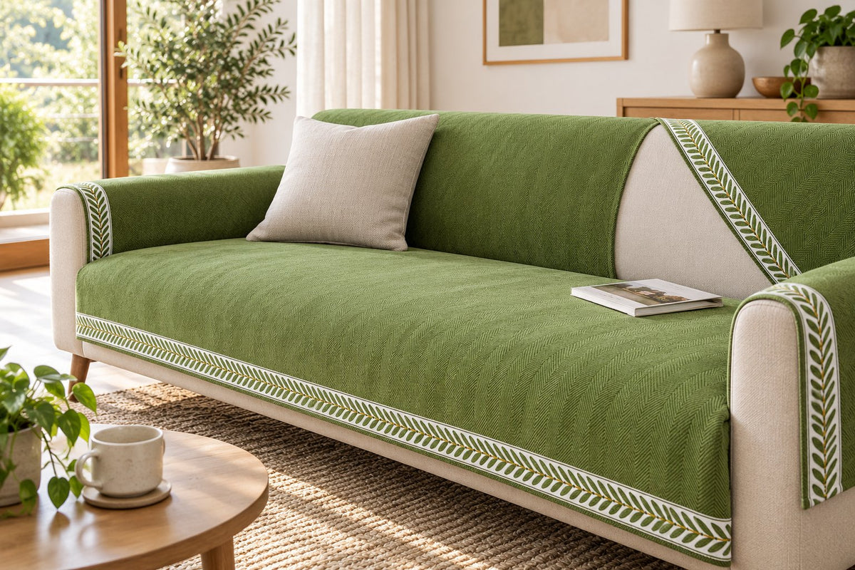 AI-created styling illustration of ChenilleEase Slipcover in an Australian living room