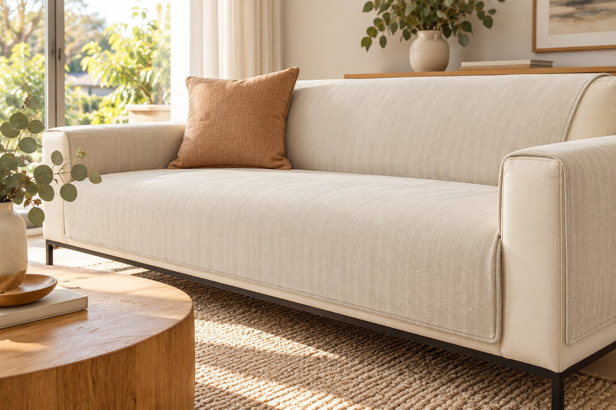 AI-created styling illustration of Chenille Light Luxury High-End Sofa Cover in an Australian living room