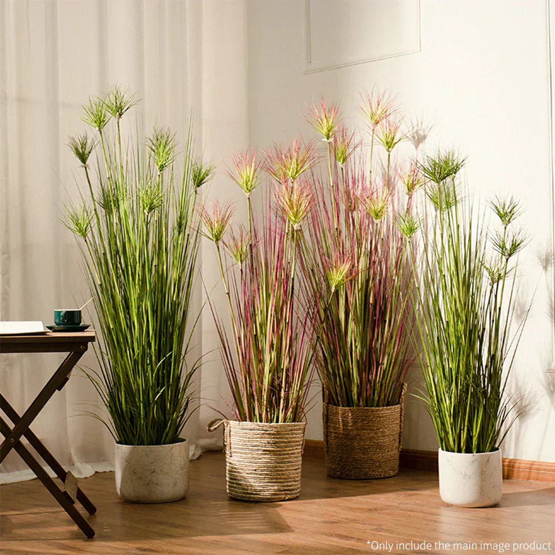 Purple-Red Artificial Indoor Potted Papyrus Plant: Transform Your Space with Vibrant Elegance - Snug & Homely