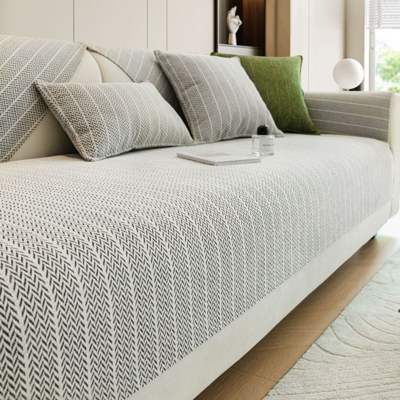 StrioLuxe chenille cover pieces across sofa seating and back cushions