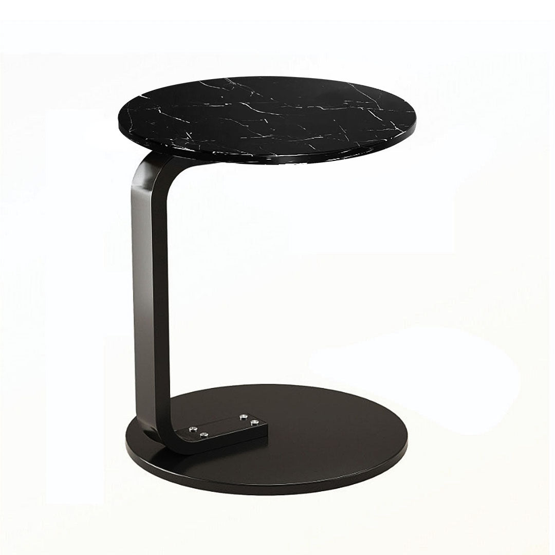 Black Marble Mini Side Table Movable Lightweight with Black Frame