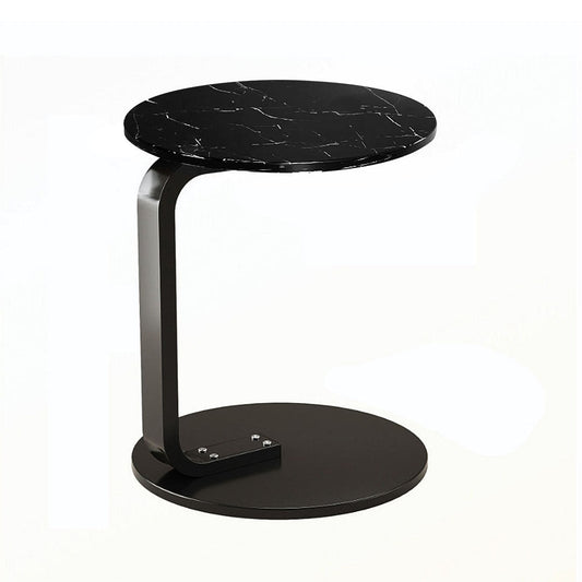 Black Marble Mini Side Table Movable Lightweight with Black Frame