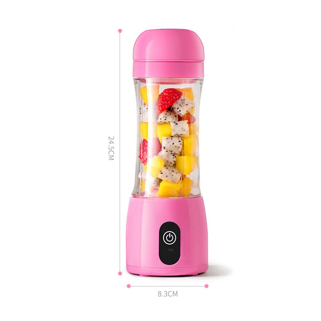 SOGA 2X 380ml Portable Mini USB Rechargeable Handheld Fruit Mixer Juicer Pink