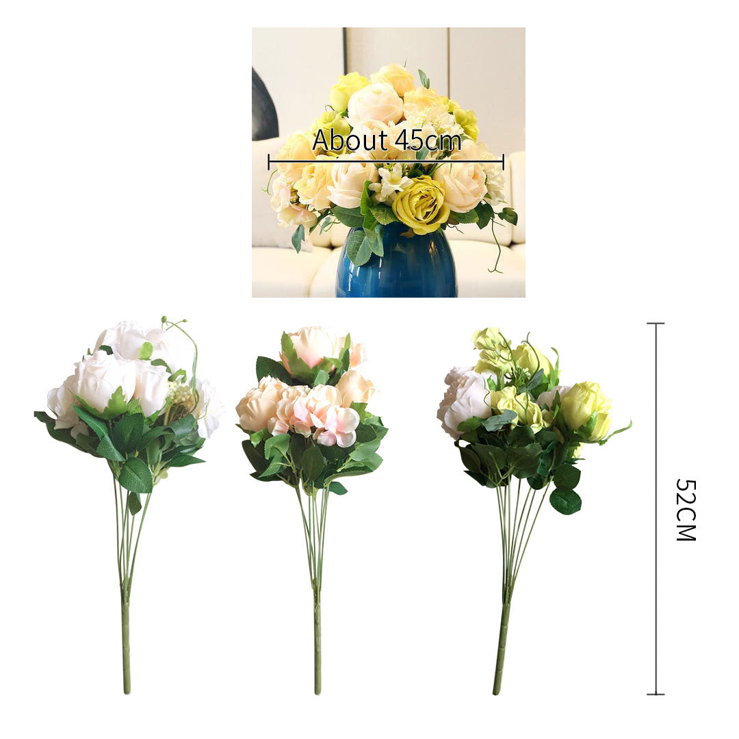 BlossomGrace 15-Head Silk Rose Bouquet