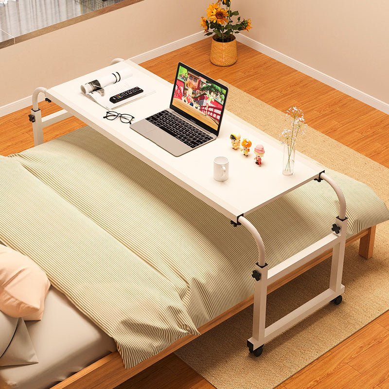 White Cross Bed Movable Desk Table with Adjustable Length & Height