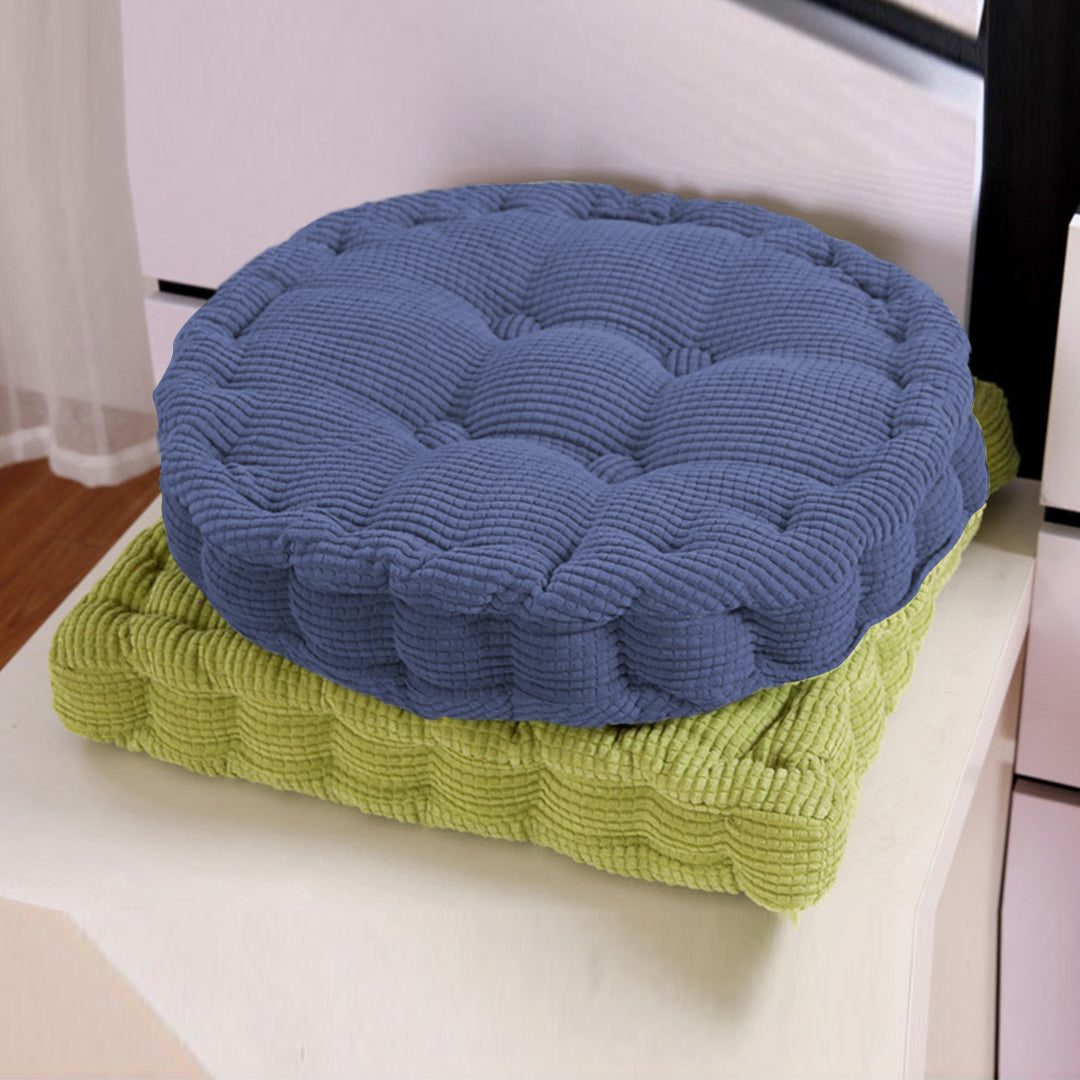 Blue Plush Round Cushion