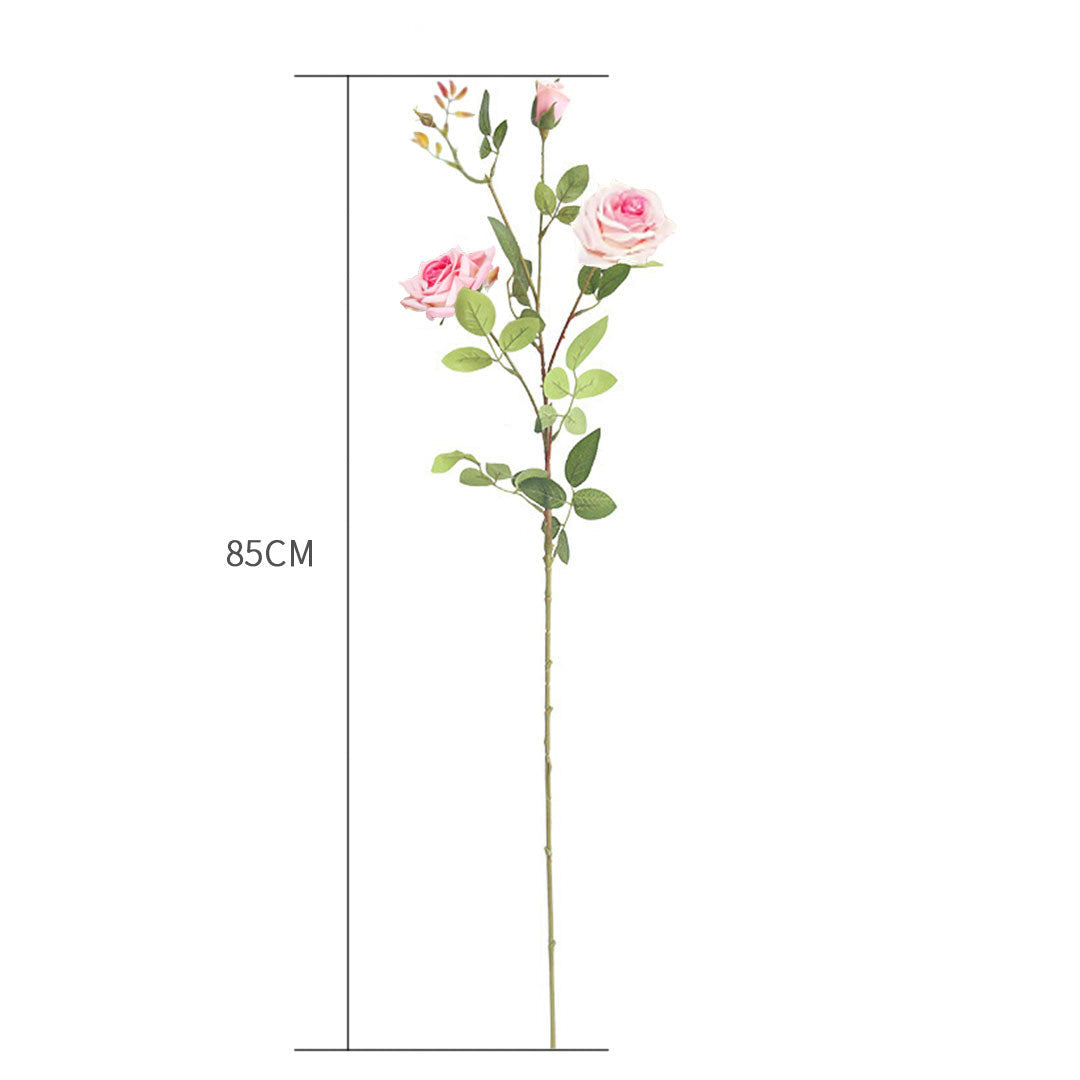 CrystalBloom 85cm Clear Glass Floor Vase with 12pcs Pink Artificial Flower Set