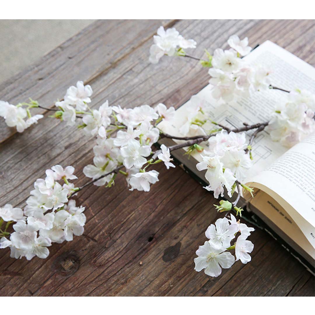 PureBloom White Cherry Blossom Silk Bouquet