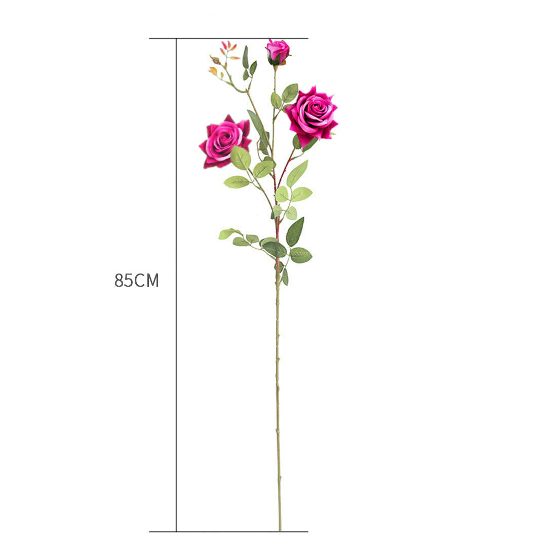 CrystalBloom 85cm Clear Glass Floor Vase with 12pcs Dark Pink Artificial Flower Set