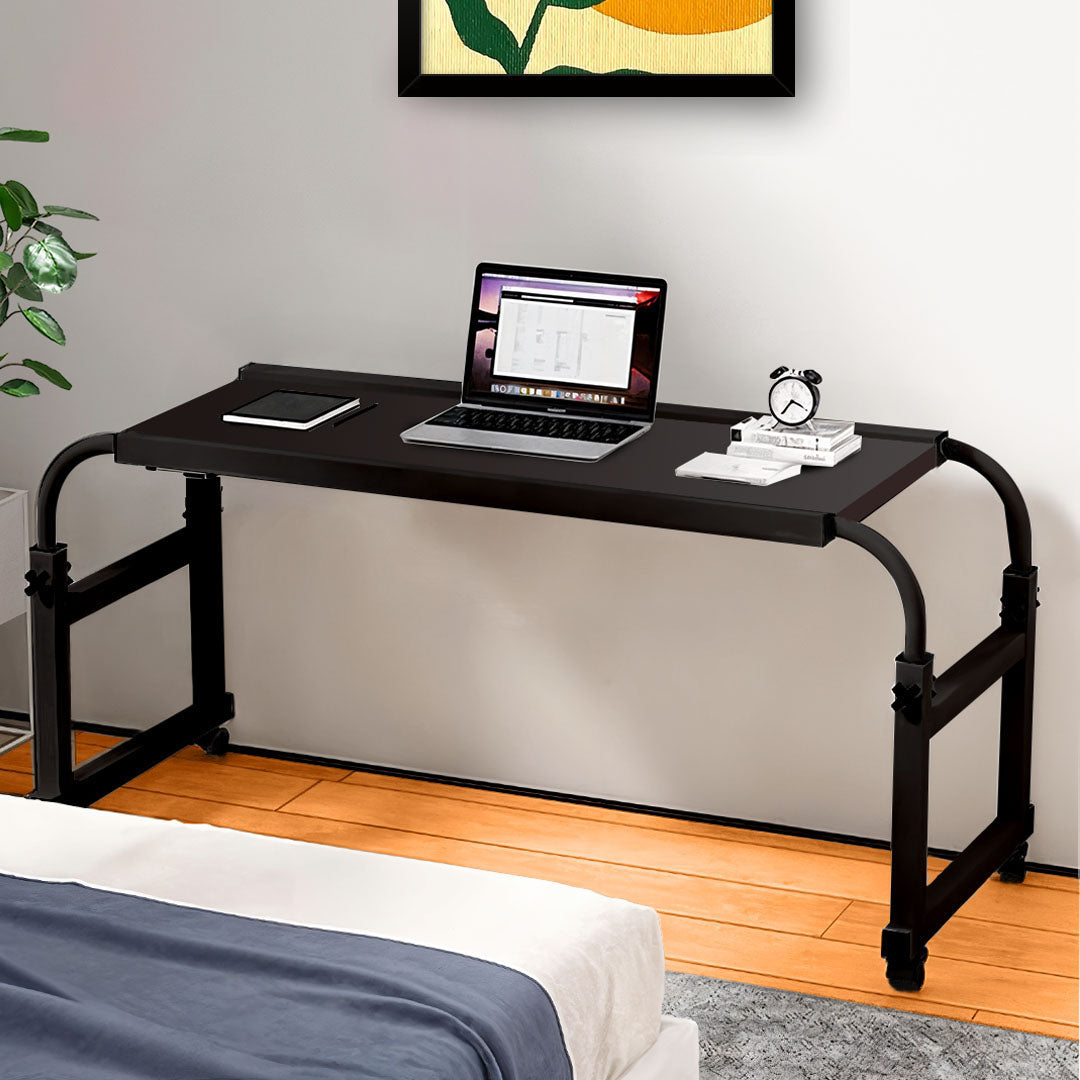 Black Cross Bed Movable Desk Table with Adjustable Length & Height