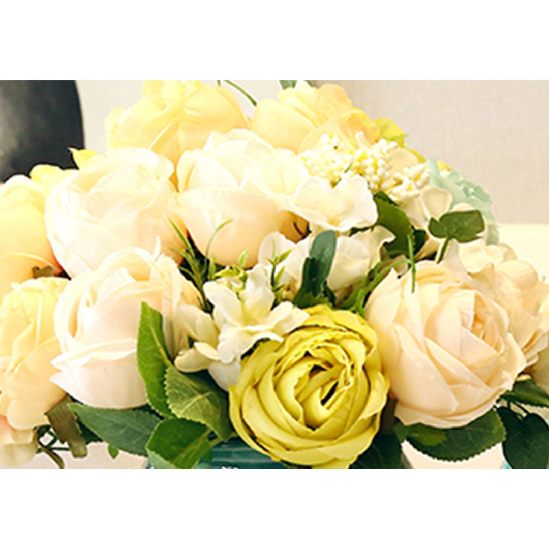 BlossomGrace 15-Head Silk Rose Bouquet