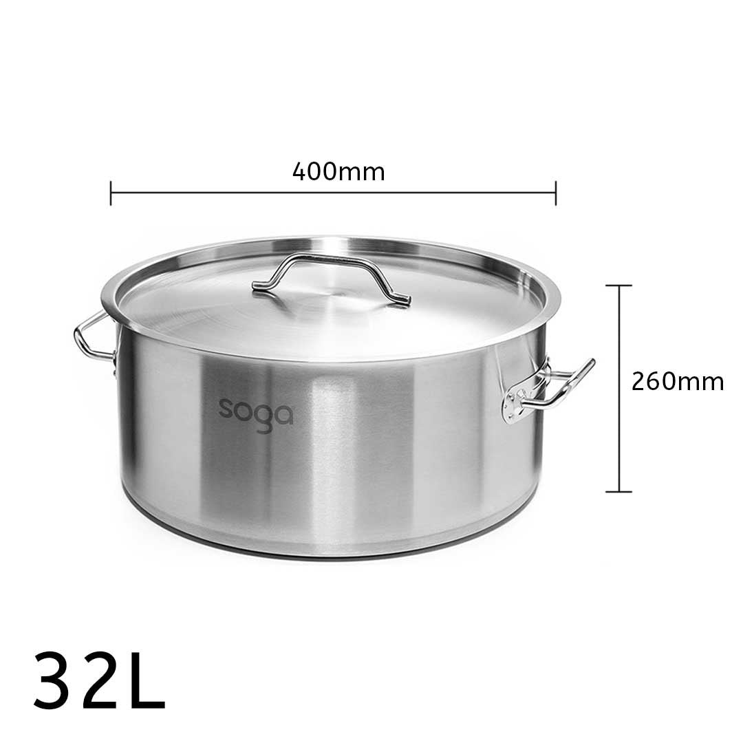 32L Top Grade 18/10 Stainless Steel Stockpot