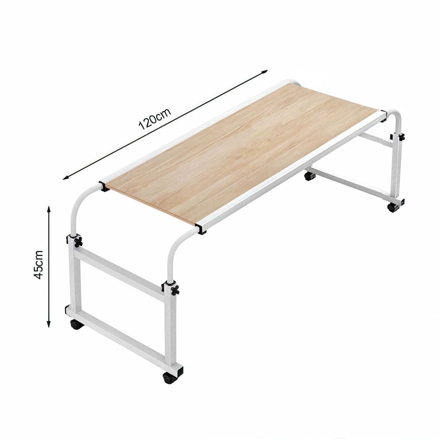 Wood Cross Bed Movable Desk Table withAdjustable Length & Height