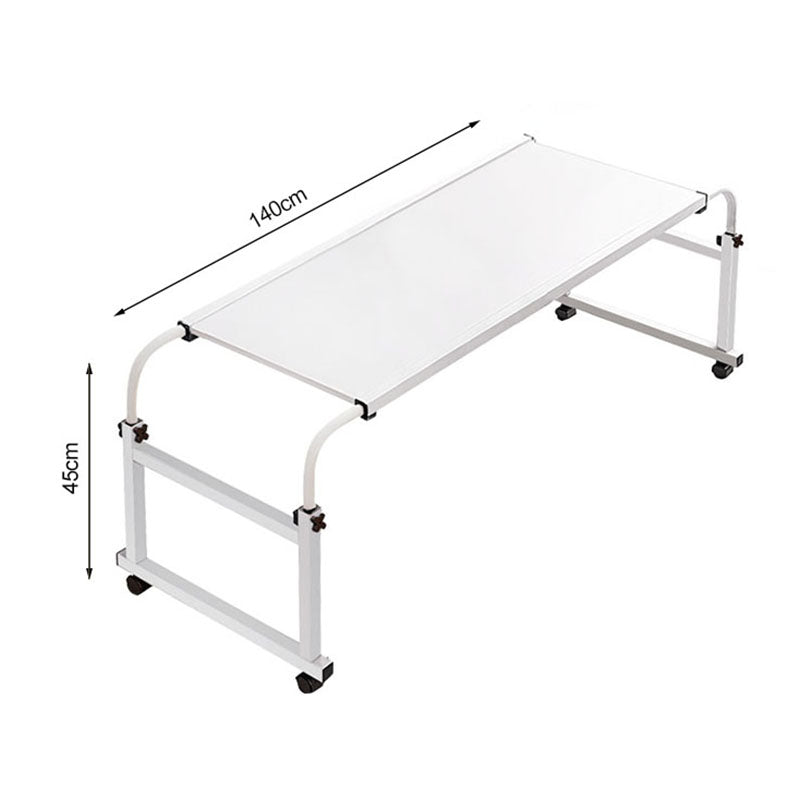 White Cross Bed Movable Desk Table with Adjustable Length & Height