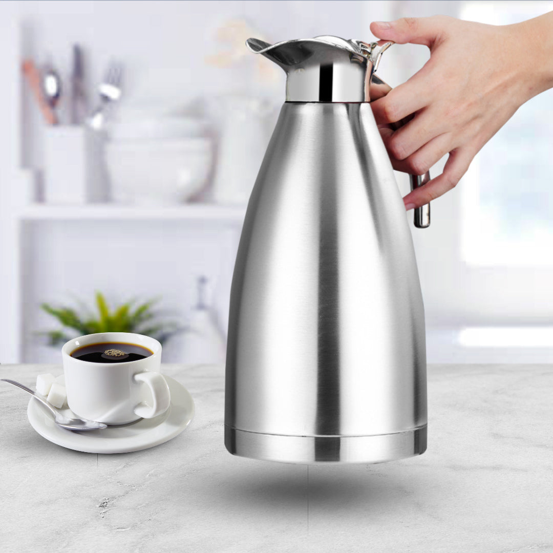 SOGA 2.0L Silver Color 3-Layer Inner Stainless Steel, Vacuum Insulated and Outer Stainless Steel Thermal Flask