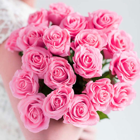 Pink Artificial Silk Rose Bouquet for Table Decor