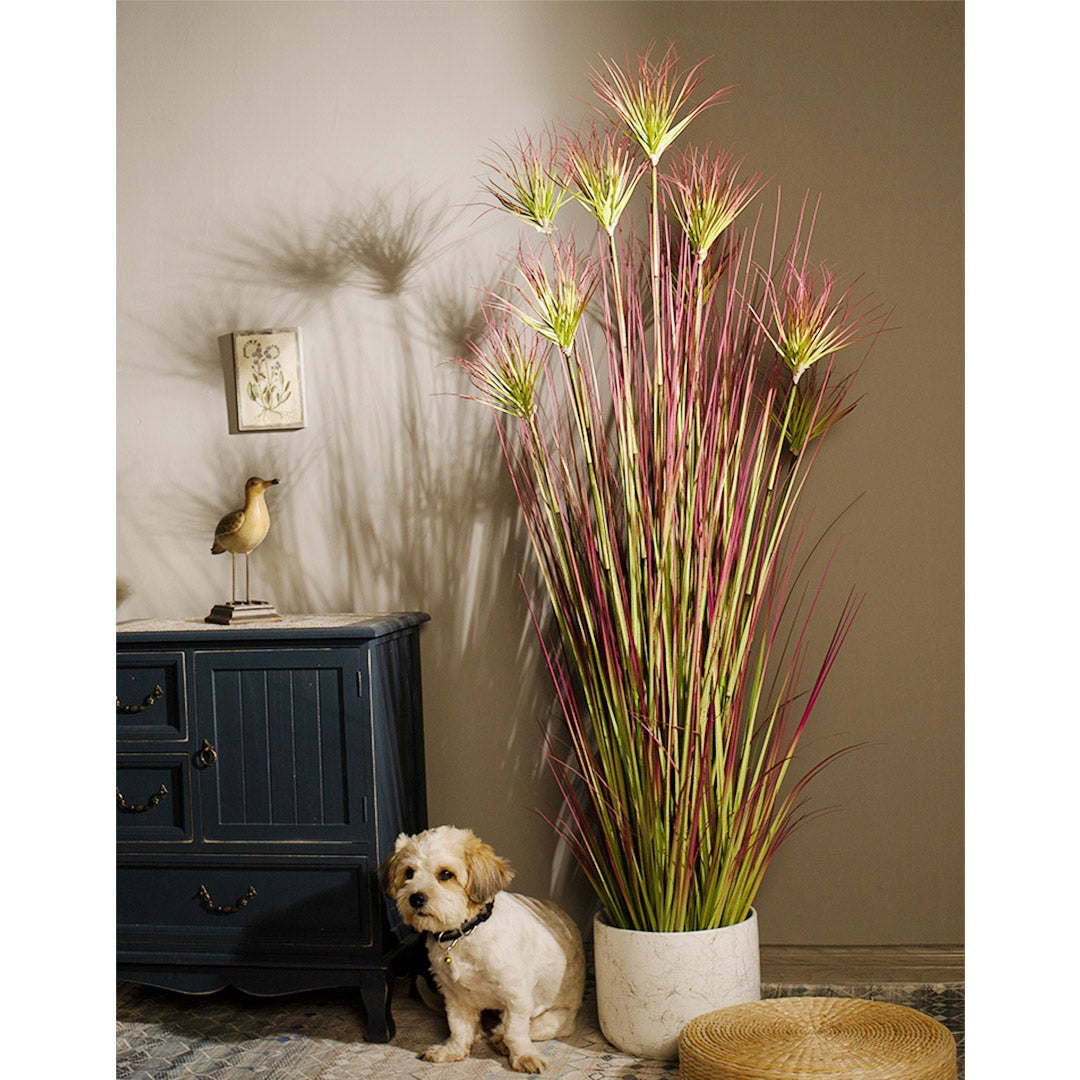 120cm Purple-Red Artificial Indoor Potted Papyrus Plant