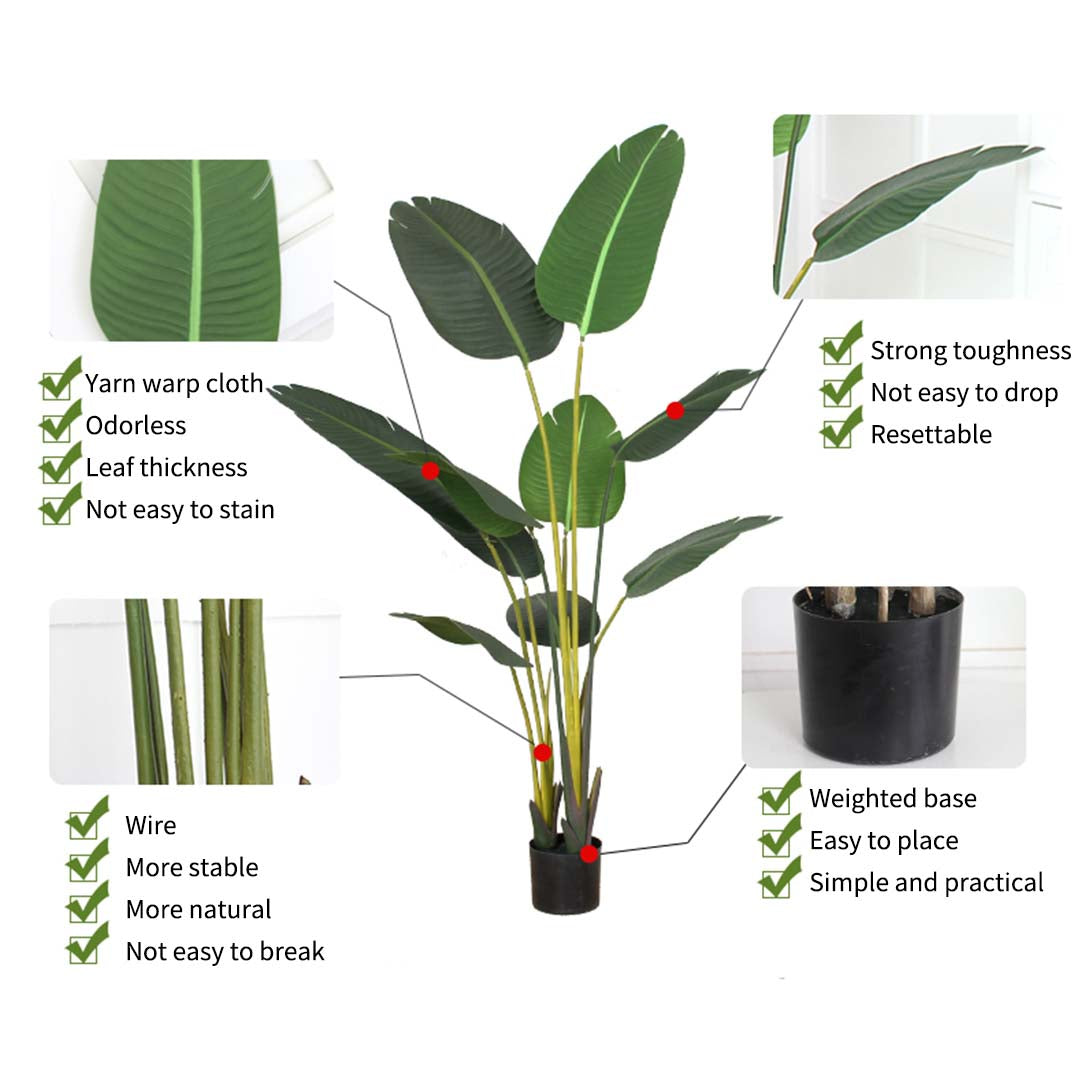 120cm Artificial Traveler Banana Plant- Image showing plant features