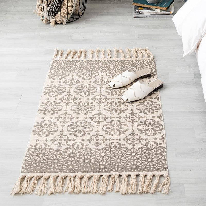 Cotton and linen hand-woven carpets