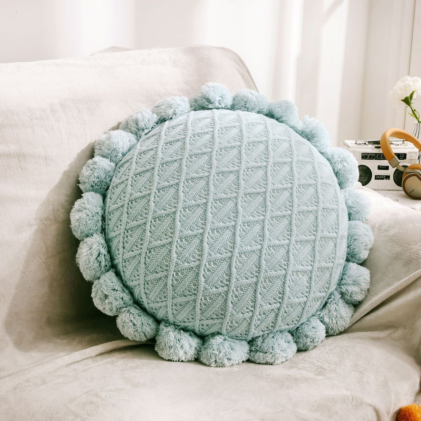 Ball Throw Pillow Futon Knitted Cushion