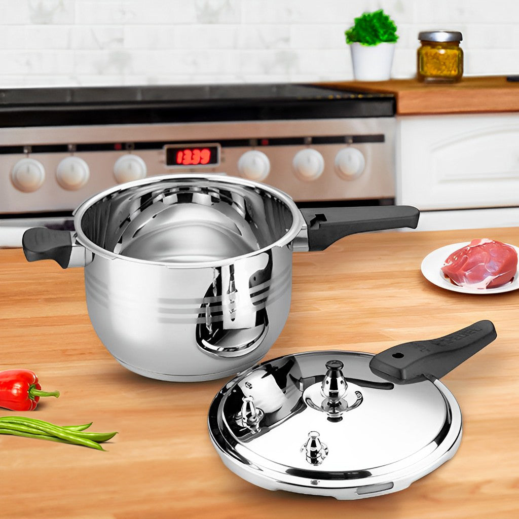 4L Commercial Grade Stainless Steel Pressure Cooker With Seal-image showing pot and lid separate