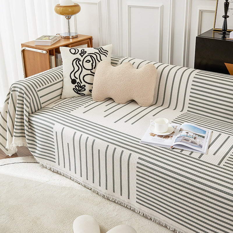 StriGuard – Striped Cotton Sofa Towel & Scratch Protector