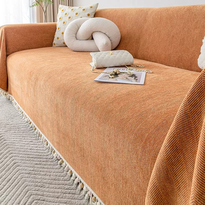 HerriLoom Modern Chenille Herringbone Sofa Cover