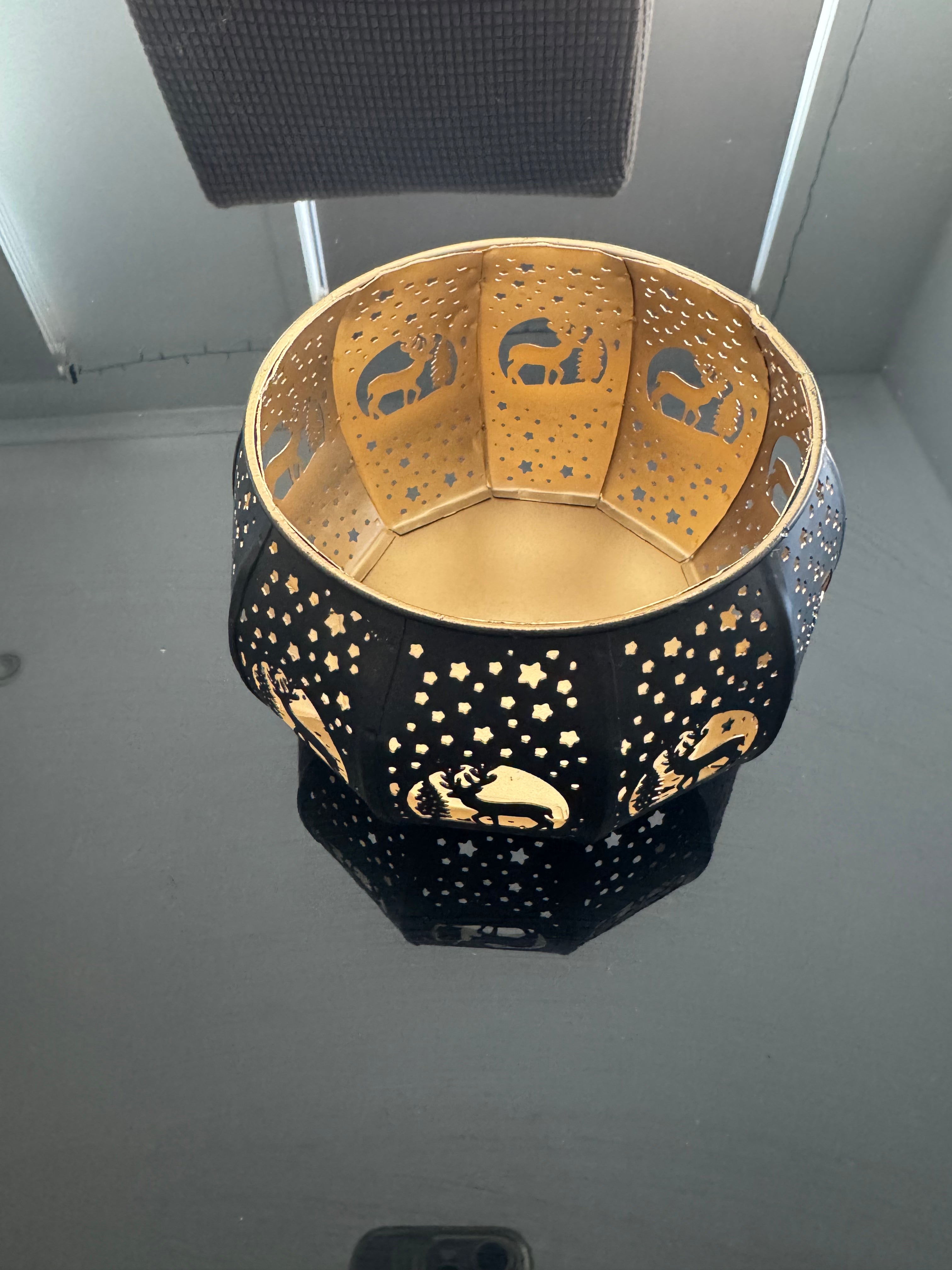 Small lamp on a glass table