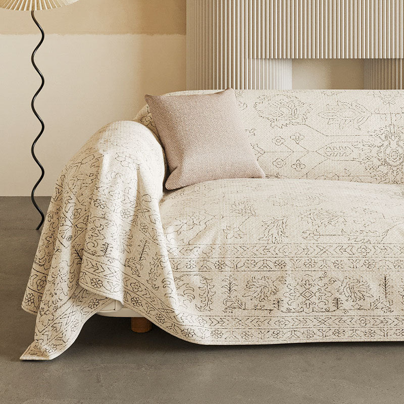Ethnic Light Luxury Dustproof Sofa Slipcover – Persian Floral Collection