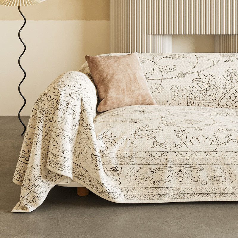 Ethnic Light Luxury Dustproof Sofa Slipcover – Persian Floral Collection