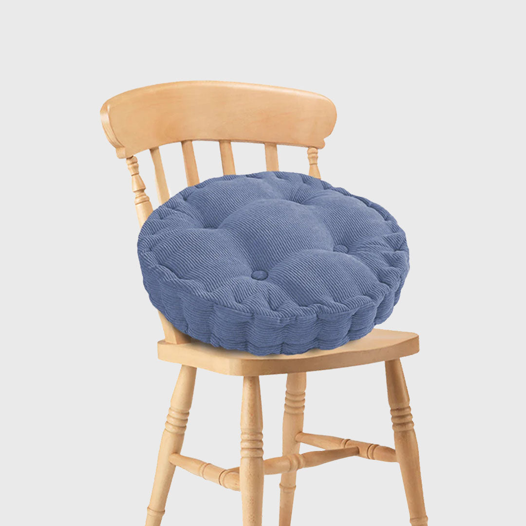 Blue plush round cushion for stylish home decor