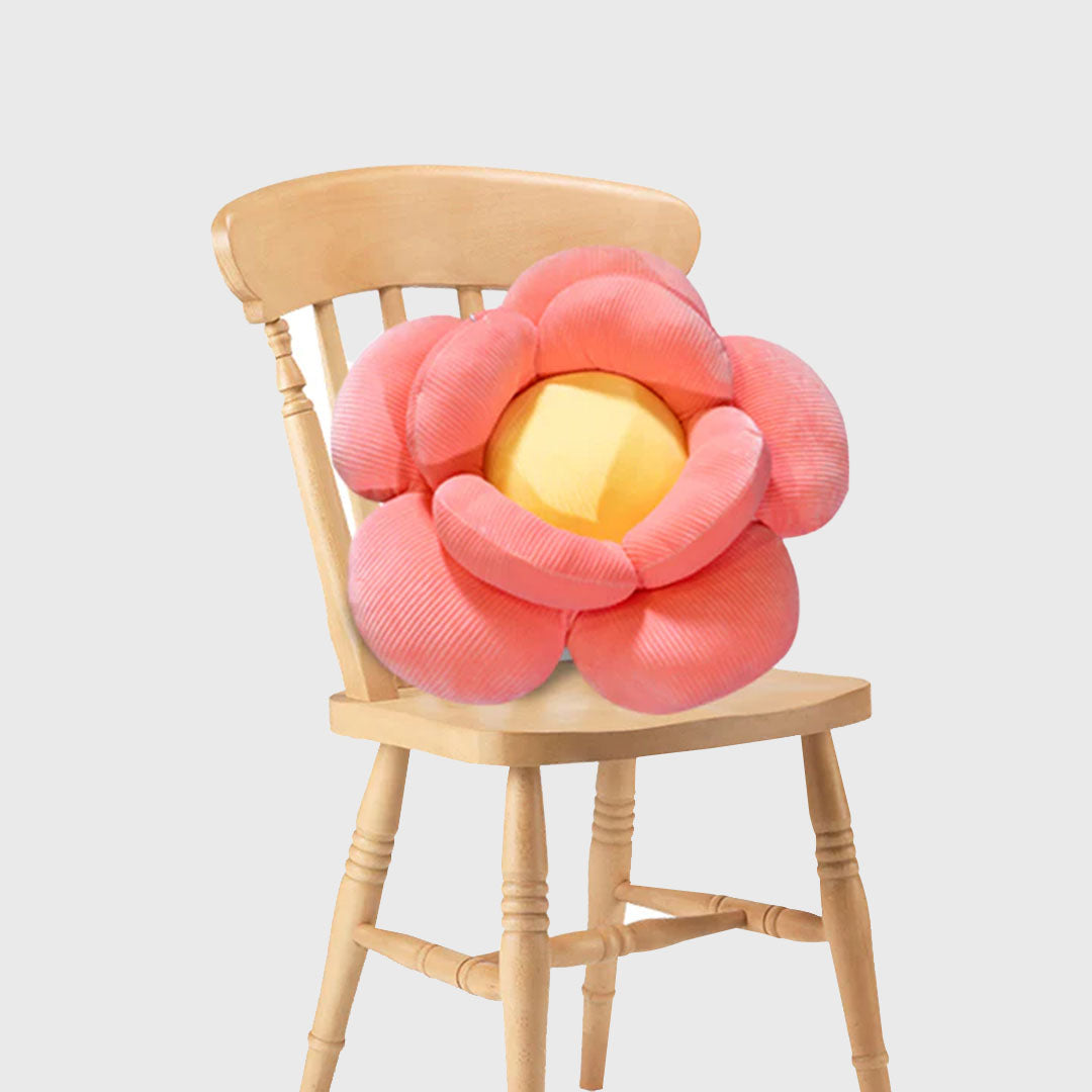 Red Double Flower Shape Cushion made from eco-friendly materials, featuring a playful design and plush texture, perfect for adding a vibrant touch to home decor. 