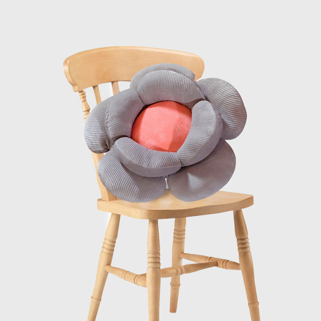 Grey Double Flower Shape Cushion made from eco-friendly materials, featuring a stylish design and plush texture, perfect for adding a modern touch to home decor.