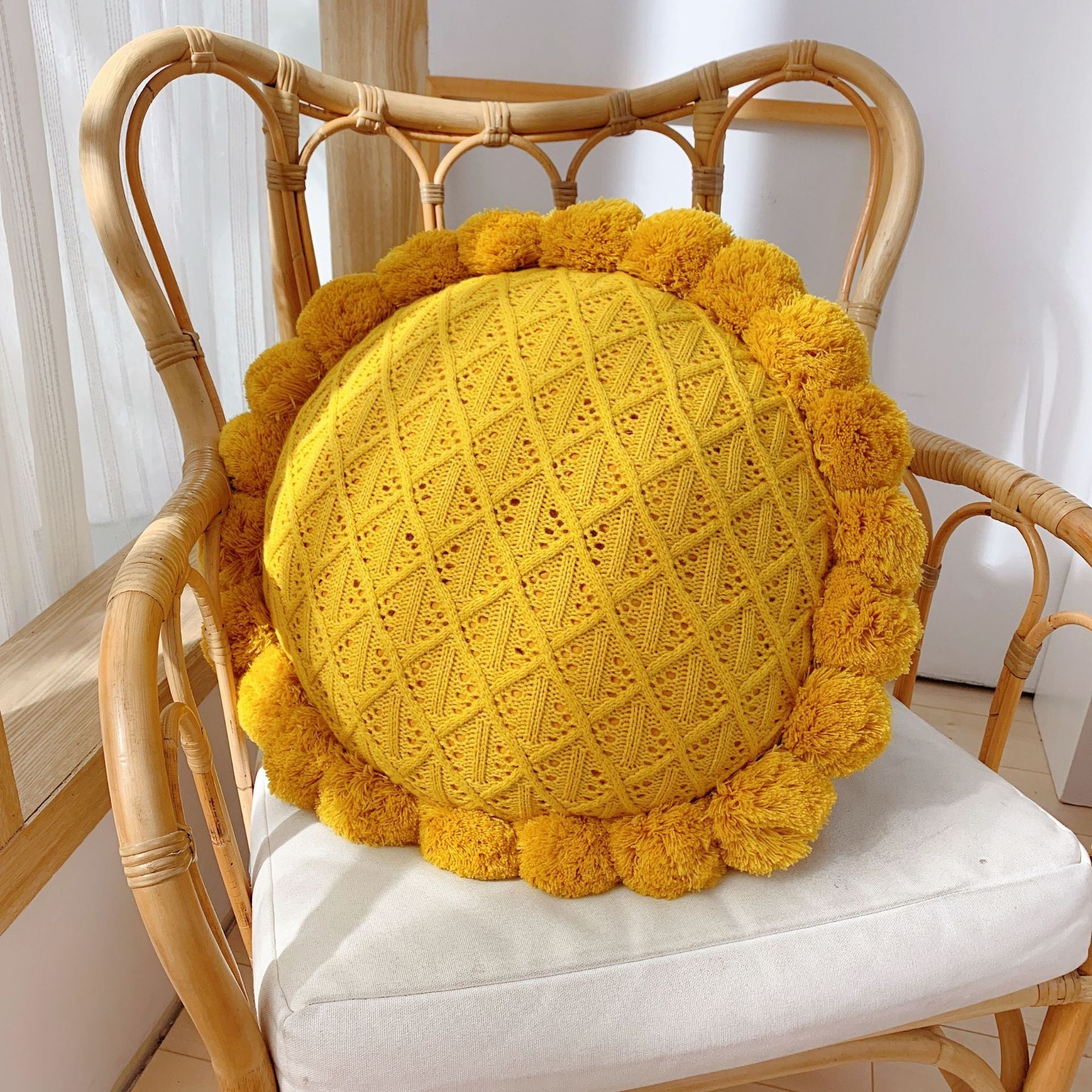 Ball Throw Pillow Futon Knitted Cushion - Snug & Homely