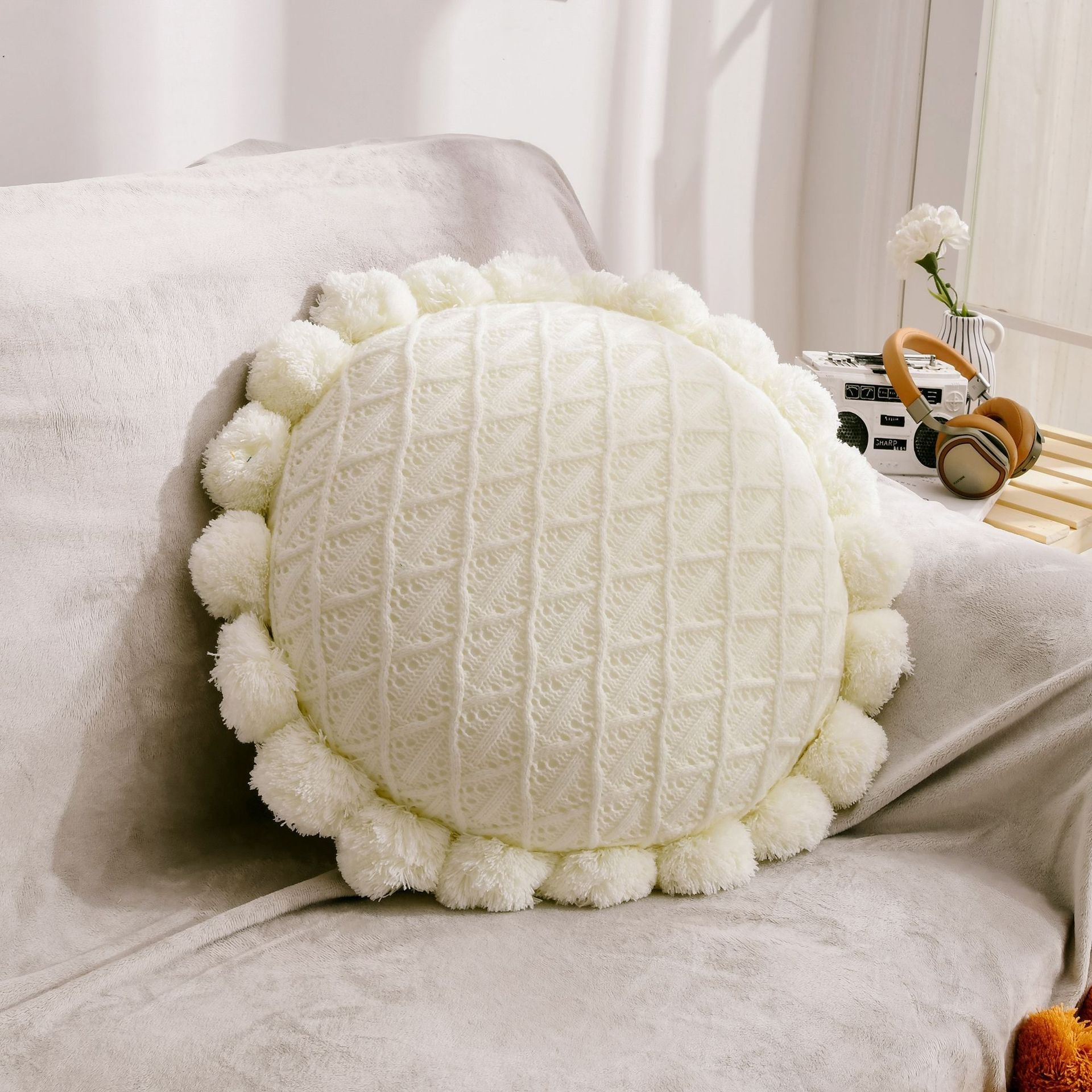 Ball Throw Pillow Futon Knitted Cushion - Snug & Homely