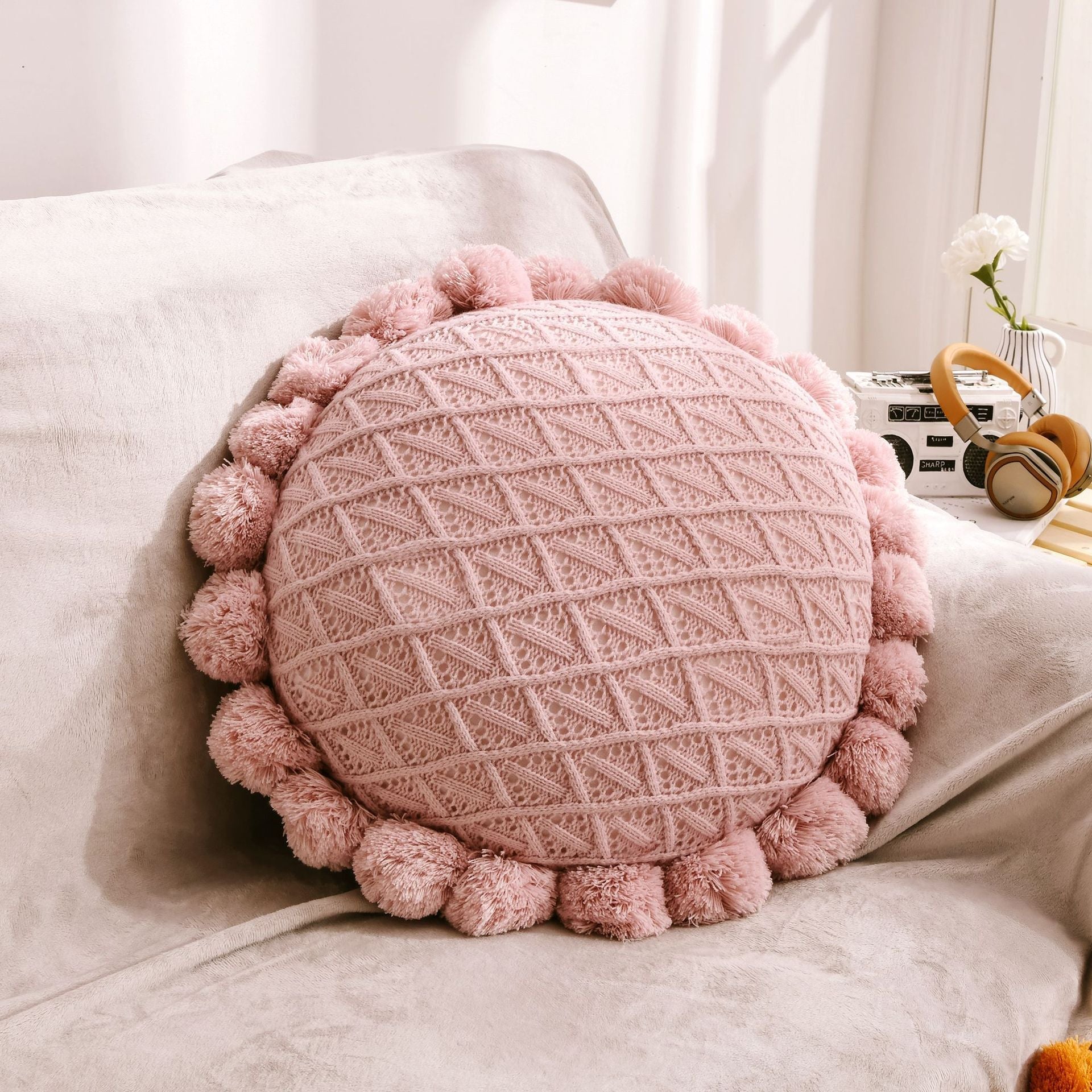 Ball Throw Pillow Futon Knitted Cushion - Snug & Homely