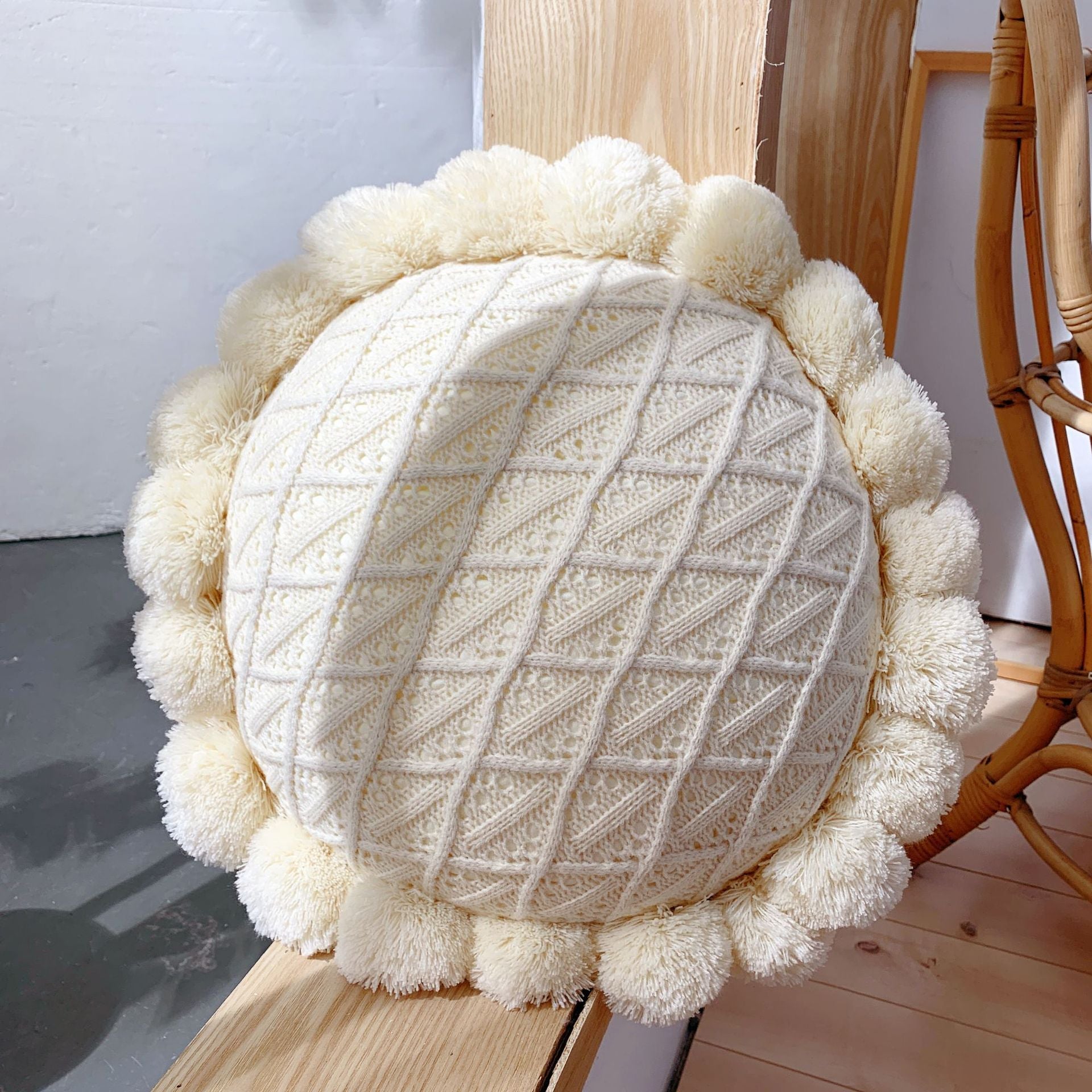 Ball Throw Pillow Futon Knitted Cushion - Snug & Homely